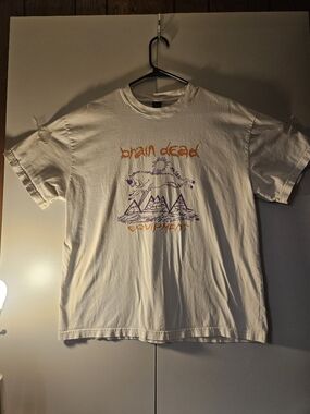 Brain Dead White Tee with Orange & Purple Graphic